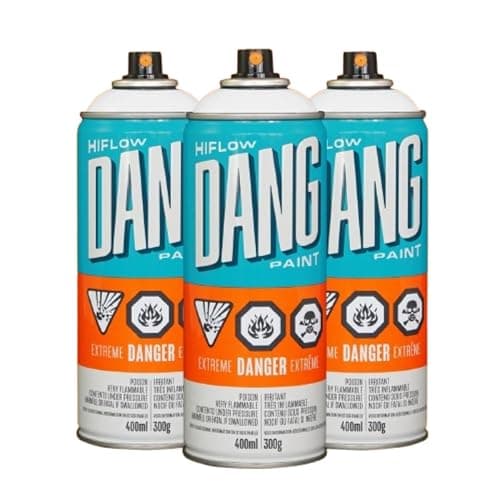 DANG HiFlow High Pressure Graffiti Spray Paint Set of 12 Popular Colors, 400ml Cans, Fast-Drying Gloss Finish, Weather Resistant Graffiti Paint, Ideal for Murals, Metal, Canvas, Orange Dot Fat Caps thumbnail 8
