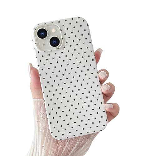 Yeddabox for iPhone 14 Case Cute Polka Dot Phone Case Soft TPU Slim Shockproof Phone Cover for Women Girls, White - Image 1