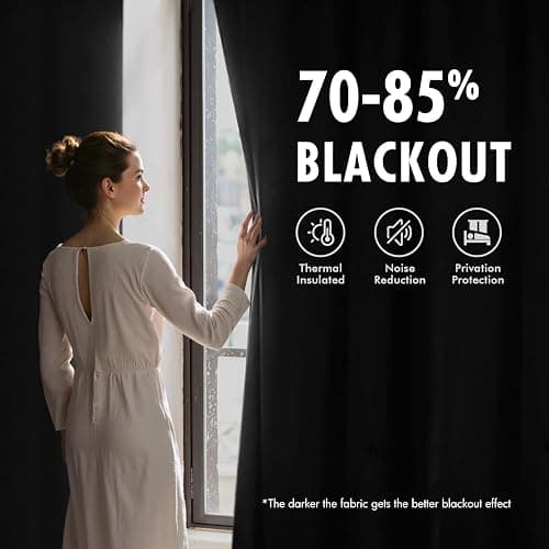 MIULEE Black Velvet Blackout Curtains 84 Inch Long 2 Panels, W40 x L84 | Luxury Super Soft, Thermal Insulated, Room Darkening Drapes, Rod Pocket Design, Window Curtains for Bedroom Living Room thumbnail 3