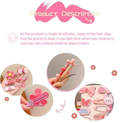 56 pcs Girl Hair Clips Cute Clips for Toddler Girls Hair Accessories Rabbit/Flower/Bow Colorful Patterns thumbnail 2