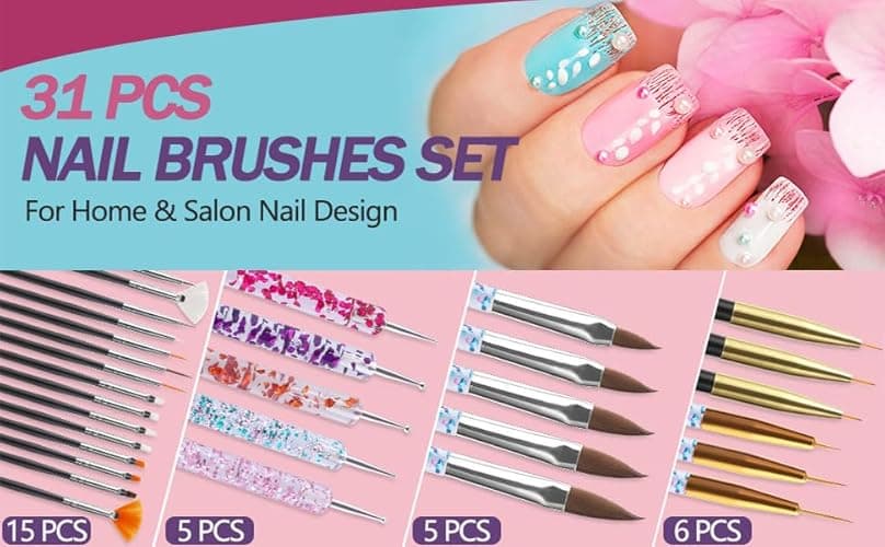 Artdone 35pcs Nail Art Pens brushes,Nail Art Tool Set,Nail Dotting Tools,Nail Dust Brush,Striping Nail Art Brushes for Long Lines,Nail Drawing Pen For Nail Design - 35pcs thumbnail 2