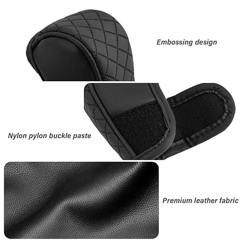 Leather Gear Shift Cover Diamond Embroidery Design,Durable Shift Knob Cover for Shift Lever Protection,Universal Car Gear Shift Cover Car Decorative Accessory Suitable for Cars,Trucks,SUVs (Black/Red) thumbnail 4