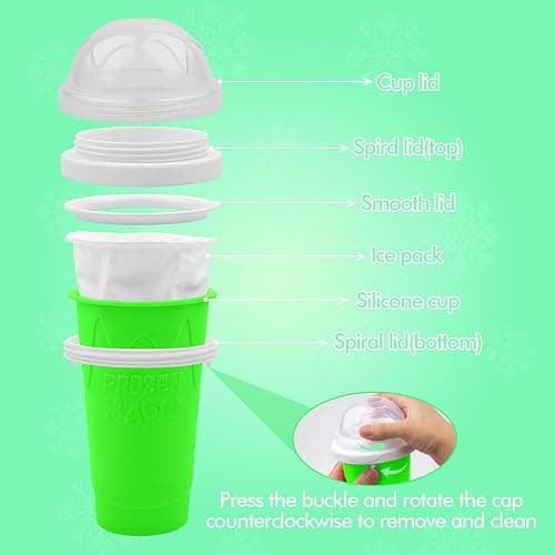 Slushie Maker Cup,DIY Magic Slushy Maker Squeeze Cups,Portable Smoothie Squeeze Cups for Juices,Milk and Ice Cream Make,Double Layer Squeeze Slushy Maker Cup,Birthday Gifts for Friend (Green) thumbnail 5