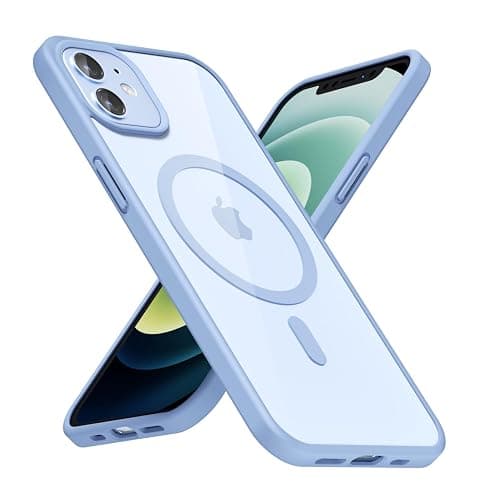 LoeoeL for iPhone 12 Pro/ 12 Case Clear Mag Safe, Ultra Thin Slim Cover Magnetic Compatible with Magsafe Phone Case for Women Men Girl, Cute Soft TPU Silicone & Transparent Hard Plastic, Light Blue - Image 1