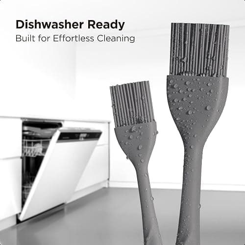 Kitchen Mama WaltzGrip Platinum Silicone Basting Pastry Brush: Set of 2 Heat-Resistant Brushes for Cooking, Baking, Grilling, and Spreading Oil or Butter - Dishwasher-Safe (Metal Gray) thumbnail 6