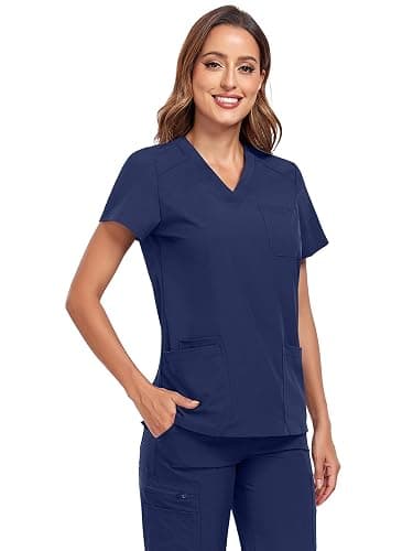 HSDORY Scrubs for Women Sets, Stretch V-Neck Scrub Top & Cargo Pants with Multi Pockets, Anti-Wrinkle thumbnail 3