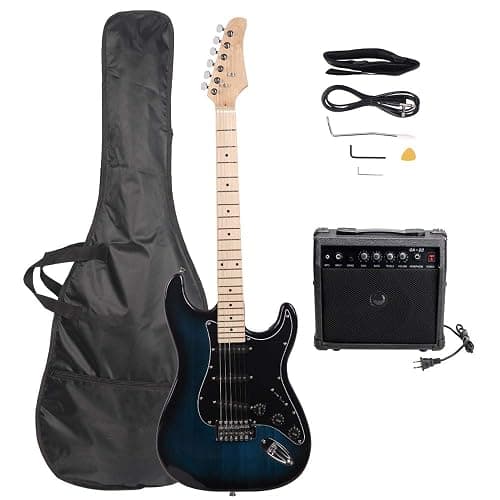 GLARRY Full Size Electric Guitar for Beginner with Amp and Accessories Pack Guitar Bag (Dark blue) - Image 1