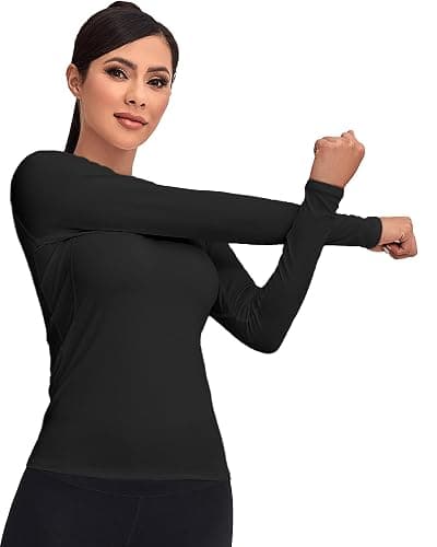TELALEO 4 Pack Women's Compression Shirt Long Sleeve Performance Workout Baselayer Athletic Top Sports Gear thumbnail 2