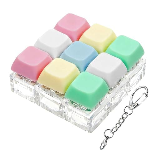 Keyboard Fidget Toy, Keyboard Fidget Keychain 9-in-1 Keyboard Decompression Button Finger Clicker Toys Stress Relief Fidget Gifts (5 Colors- Green Yellow Pink White Blue) - Image 1