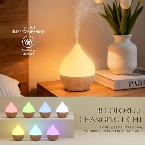 SALKING Essential Oil Diffuser, 100ml Small Aromatherapy Diffuser with Auto Shut-Off Function, Ultrasonic Diffusers for Essential Oils, Cool Mist Humidifier with Warm White Lights, for Office Home thumbnail 3