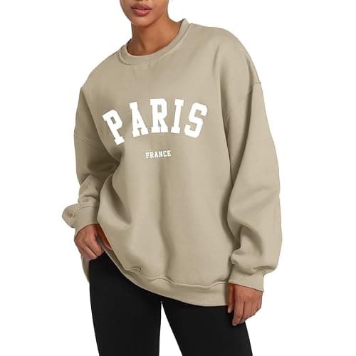 Tuislay Paris College Sweatshirt for Women Oversized Trendy Comfy Crewneck Sweatshirts Casual Graphic Pullover Tops Unisex - Image 1