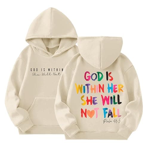 Sulayesh God is Within Her She Will Not Fall Hoodies for Girls Christian Jesus Sweatshirt Religious Bible Verse Preppy Top - Image 1