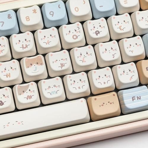 ILYCHEEGAMI PBT Cute Cartoon Animals Mao keycaps PBT keycap Set for Girl Kids Custom keycaps for Gateron Kailh Cherry Mx Switches ANSI Layout Mechanical Keyboard (Mao-Sea Salt Meow Keycap) thumbnail 9