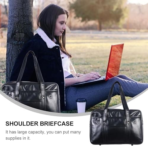 CALLARON Japanese School Bag Large Pu Shoulder Briefcase Tote for Women Men Waterproof Messenger Bag with Laptop Compartment Lightweight Crossbody Purse 15.74X10.23X4.72 Inch thumbnail 9