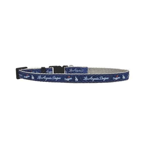 MLB CAT Collar Los Angeles Dodgers Satin Cat Collar Baseball Team Collar for Dogs & Cats. A Shiny & Colorful Cat Collar with Ringing Bell Pendant thumbnail 2