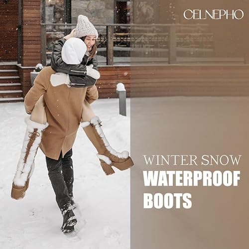 CELNEPHO Knee High Boots For Womens Side Zipper Warm Faux Fur Platform Chunky Heel Punk Goth Walking Winter Snow Boots thumbnail 3