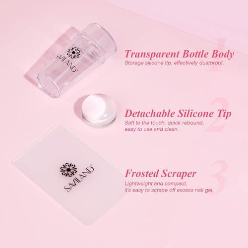Saviland French Manicure Kit: French Tip Nail Stamp with White Gel Nail Polish Set, Jelly Silicone Nail Stamper Nail Stamper Kit for French Nails Home DIY Nail Salon - 1B-2White thumbnail 4