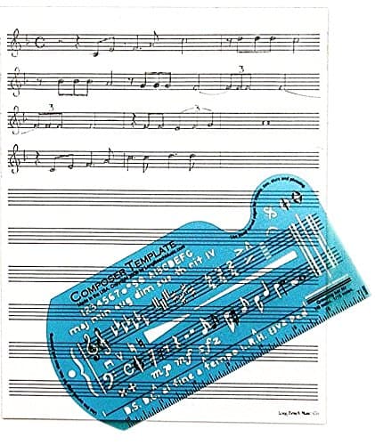 Song Writer's Composing Template Stencil for Music Notes & Symbols with Manuscript Staff Paper Tablet - Image 1