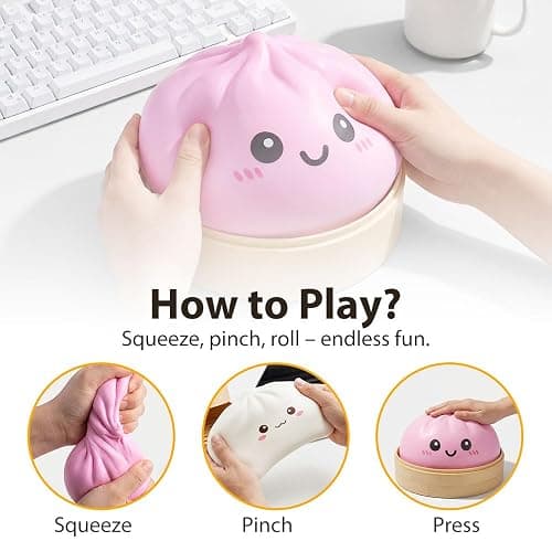 Giant Dumpling Squishy Jumbo Size, Soft Slow Rising Stress Ball, Large Squishy Dumpling for Desk Office Home Study Adults, Fun Fidget Item for Squeezing and Stress Relief (Purple, Extra Large) thumbnail 4