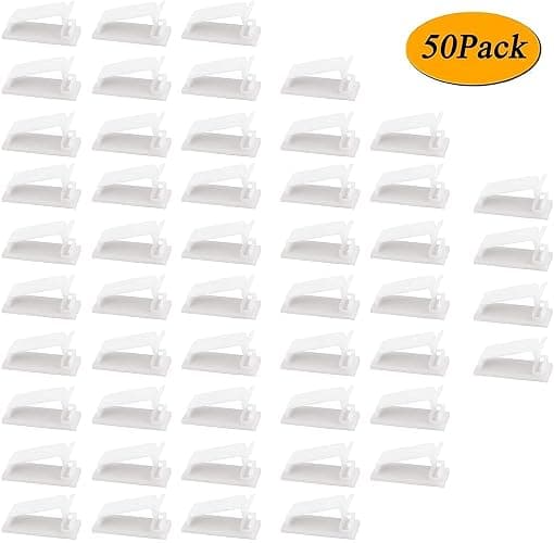 SOULWIT® 50 x Self-Adhesive Cable Management Clips for USB Cable TV, Charger, Audio, Wire Clamp for Table, Car, Office, Home thumbnail 7