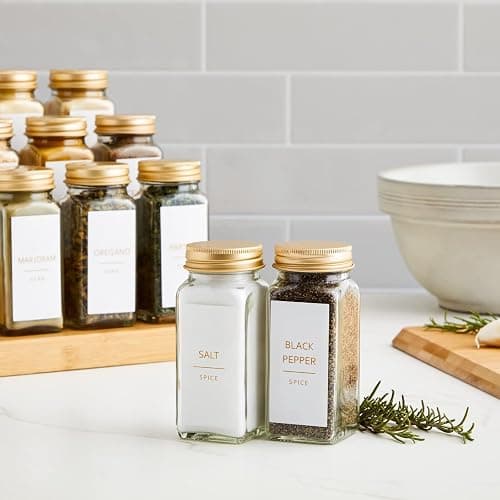 Talented Kitchen Spice Labels for Jars - 140-Pack, 1.25 x 2.5 in, Gold Matte Vinyl - Water-Resistant & Easy Peel & Stick - Kitchen & Pantry Organization - Spice Jar Labels Gold thumbnail 2