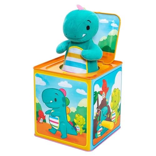 Schylling Brand Baby Dino Jack in The Box - Classic Tin Musical Popping Toy - Ages 18 Months to 4 Years thumbnail 3