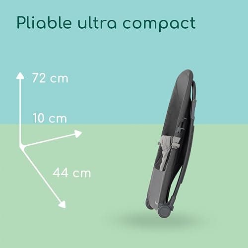 Bebeconfort Aster, transat bébé, 0–2 ans, léger (2,7 kg), pliable ultra compact, dossier réglable, arche de jeux amovible, harnais à 3 points, mode fixe, Tinted Graphite thumbnail 3