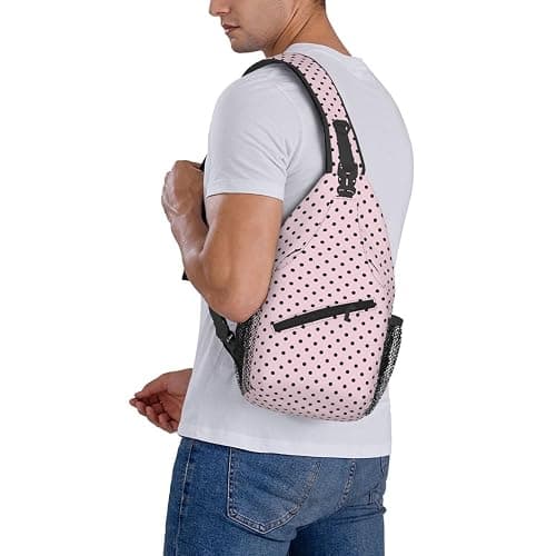 Polkadots Pink Pattern Print Sling Bag for Men Women, Crossbody Bags Chest Bag Daypack Sling Backpack for Travel Hiking thumbnail 2