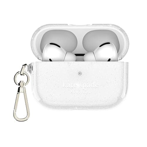 kate spade new york AirPods Pro Protective Case with Keychain Ring -That Sparkle Silver, Compatible with AirPods Pro 2nd / 1st Generation - Image 1