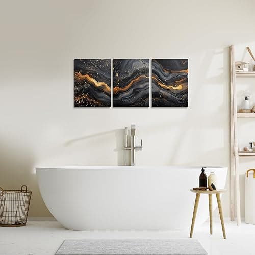 Castle Fairy Black Marble Artwork Paintings Wall Decor Living Room Gold Fluid Dots Wall Decorations For Bedroom Office Modern Marbling Wall Painting Prints Art Home Decor 3 Piece thumbnail 5