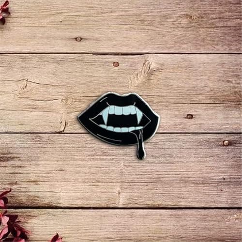 Vampire Fangs Black Lips Enamel Brooch Pin Backpack Hat Bag Collar Lapel Pins Badges Women Men's Gothic Hip-hop Jewelry Halloween Accessories thumbnail 2