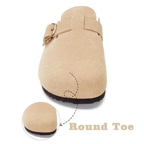 Kids Suede Clogs Boys Girls Cork Footbed Potato Shoes Classic Slip On Leather Mules Children Indoor Outdoor Sandals with Adjustable Buckle thumbnail 3