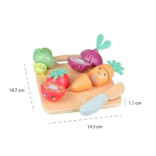 Happy Veggies Wooden Play Food for Kids - Kitchen Cutting Fruits Toys for Toddlers, Pretend Vegetables Gift for Boys and Girls - Early Development & Activity Toys by Orange Tree Toys thumbnail 3