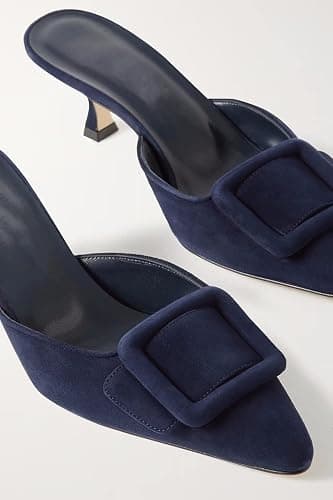 Divanne Heeled Mules for Women, Pointed Toe Slingback Pumps Buckle Kitten Heels Mules Slides Backless Dress Sandals thumbnail 6