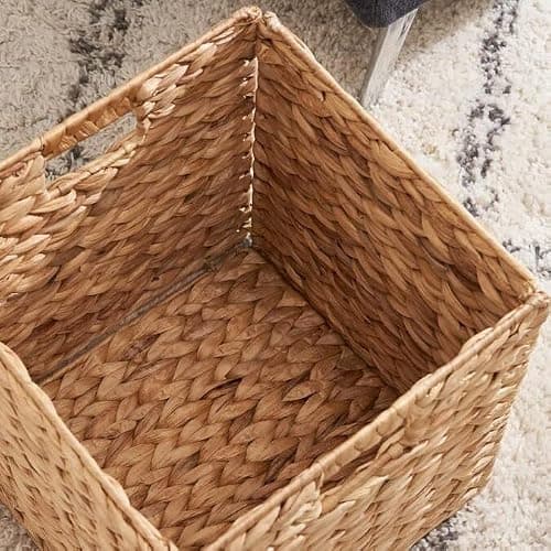 M4DECOR 12x12x12 Storage Cube, Water Hyacinth Storage Baskets, Wicker Storage Baskets for Shelves, Woven Baskets for Storage, Square Wicker Storage Basket for Bedroom, Living Room (4 Packs 12x12in) thumbnail 5