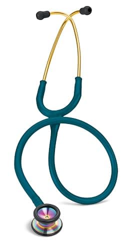3M Littmann Classic II Pediatric Stethoscope, 2153, Stainless Steel Rainbow-Finish Chestpiece, 28" Caribbean Blue Tube, Brass Stem, and Headset - Image 1