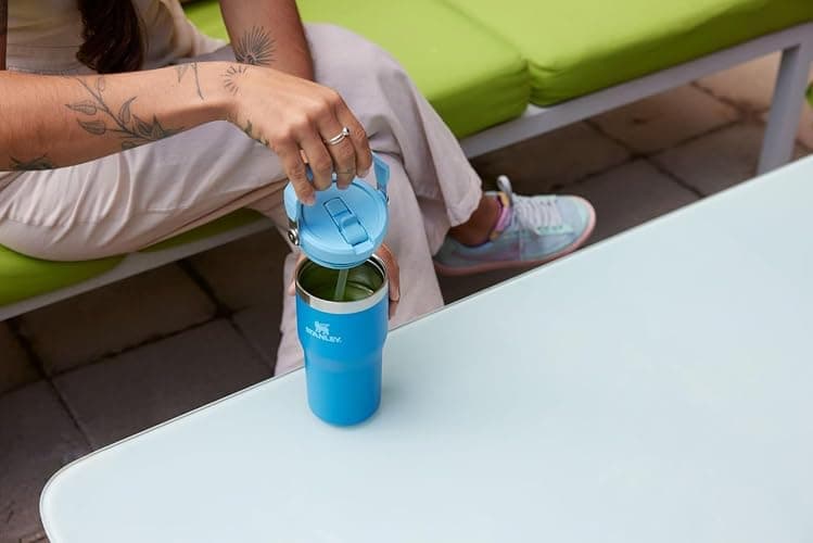 STANLEY IceFlow 2.0 Flip Straw Tumbler with Handle 20 oz | Twist On Lid and Flip Up Straw | Leak Resistant Water Bottle | Insulated Stainless Steel | BPA-Free | Rose Quartz thumbnail 8