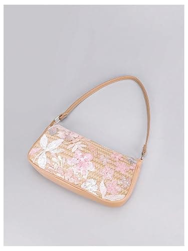 QWINEE Women's Floral Print Shoulder Handbags Y2k Top Handle Zipper Small Square Underarm Bag Purse thumbnail 4