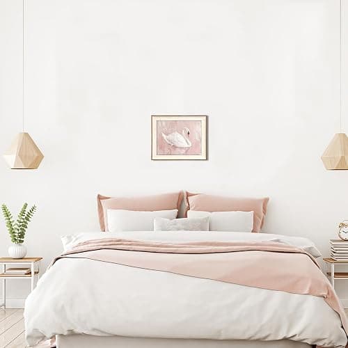 Uniro Framed Canvas Wall Art Swan Decor, Vintage Wall Art Animal Oil Painting Bathroom Wall Decor, White Swan Vintage Art Prints for Pink Room Decor, Pastel Pink Coquette Room Decor for Nursery, Bedroom, Girly R.oom D.ecor- 10x12 inches thumbnail 7