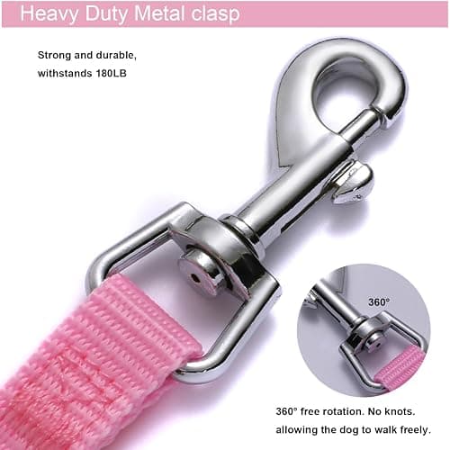 Siumouhoi 6 FT Puppy Leashes, Strong Traditional Style Leash with Easy to Use Collar Hook,Dog Lead Great for Small and Medium and Large Dog (Pink, 5/8 in x 6 ft) thumbnail 3