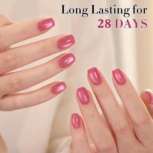 Double Rhythm 0.5 OZ Cat Eye Gel Polish with Magnet 15ML Holographic Glitter Shimmer Translucent Jelly Color Magnetic Nail Polish Salon DIY at Home (Peach Purple-MC1208) thumbnail 6