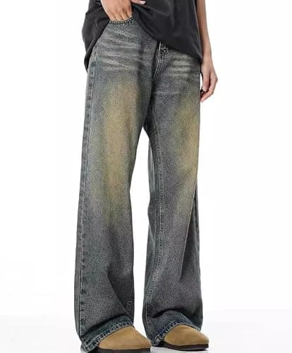 Baggy Jeans Men Y2k Wide Leg Vintage Skater Jeans Loose Fit Emo Grunge Pants Oversized Hip Hop Streetwear 2000s Clothes thumbnail 4
