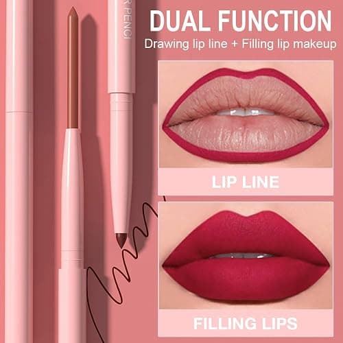 evpct 12Pcs Retractable Lip Liners Pencils Set Pack for Shaping & Sculpting Lips, Mauve Maroon Red Orange Nude Coffee Brown Plum Taupe Creamy Matte Gel Lip Liner Lipliners Pencil delineador de labios thumbnail 2