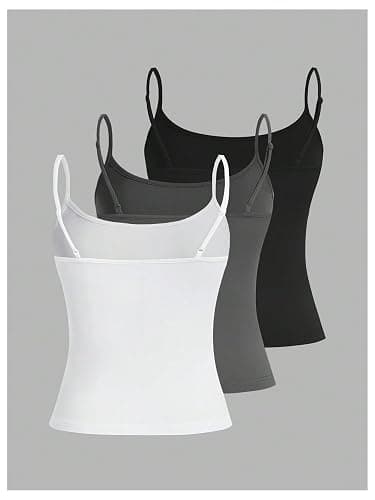 SOLY HUX Women's Crop Camisole 3 Packs Spaghetti Strap Tank Tops Cami | Sleeveless Shirts, Slim Fit, Basic thumbnail 2