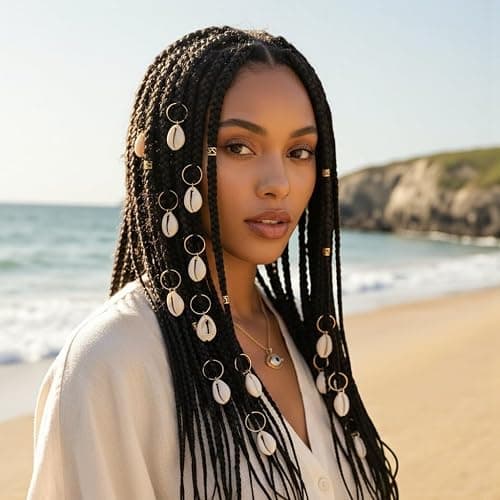 20 Pack Shell Hair Clip, Cowrie Shells for Hair for Women Seashell for Hair Braids DIY Sea Shell Gold Hair Rings Accessories thumbnail 4
