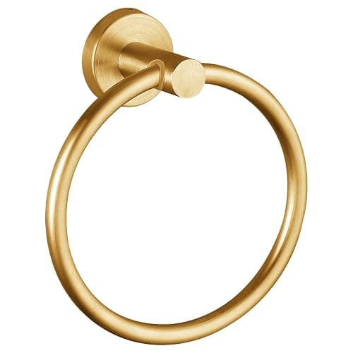 Towel Ring, Bathroom Hardware Accessories, Wall-Mounted Towel Ring, Simple Round Stainless Steel Towel Rack, for Bathroom and Kitchen (Gold) - Image 1
