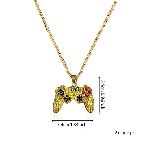 Just Follow Colorful Crystal Game Controller Necklaces Punk Hip Hop Friendship Game Console Necklace for Best Friends thumbnail 5
