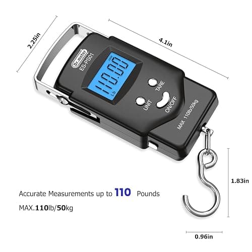 Dr.meter Fish Scale Luggage Scale Fishing Gear - 110lb Backlit LCD Display Digital Scale with Built-in Measuring Tape - Fishing Scale with 2 AAA Batteries, Pocket Size - Fishing Gifts for Men thumbnail 9
