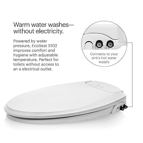 Brondell Bidet Toilet Seat, Non-Electric Swash Ecoseat, Fits Elongated Toilets, White - Dual Temperature, Dual Nozzle System - Bidet with Easy Installation thumbnail 3