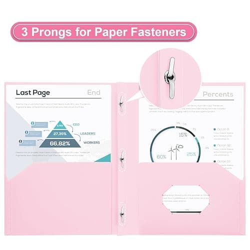 SUIN Plastic Project-Folder with 2 Pockets and 3-Prong Fasteners, for US Letter Size, Bulk Pack Color File-Folder for US Letter Size Papers, Ideal for School & Office, (Assorted Pastel Colors) thumbnail 4